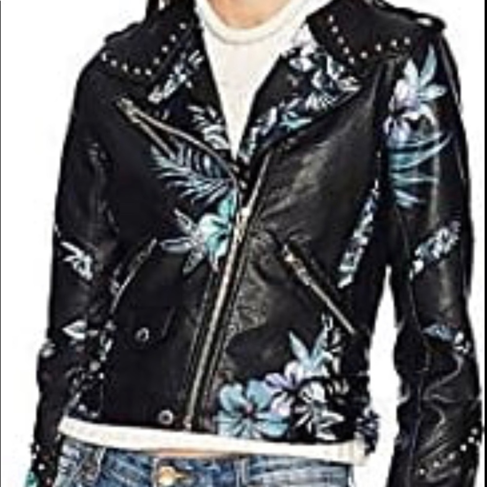 Blank NYC Vegan Jacket Tropical Print Size M NWOT